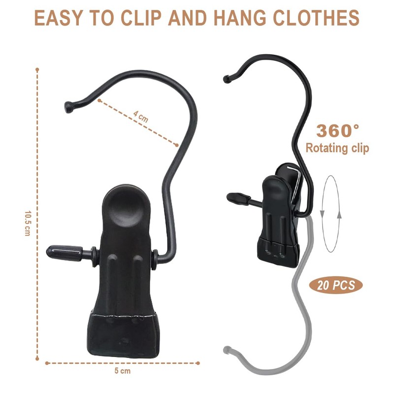 Duoleimi 20 Piece Clamp Hook Set - Clothes Pegs Towel