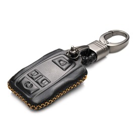 Vitodeco Genuine Leather Key Fob Case Cover Compatible for 2019-2021 GMC Sierra, Canyon, Chevy Silverado 1500, Tahoe, Colorado, Suburban (4-Button, Black)