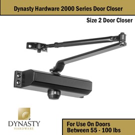 Dynasty Hardware Door Closer, Commercial Hydraulic Closer, Self-Closing, Spring Size 2, Surface Mount, Sprayed Duronotic Bronze, Series 2000