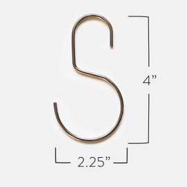 Minimalistic shower curtain hooks, stainless steel, brass, black meatal, S Hook, Curtain Rings, Jean Hook, purse, bag, closest hanger - 12pk (Steel, O-Hook)