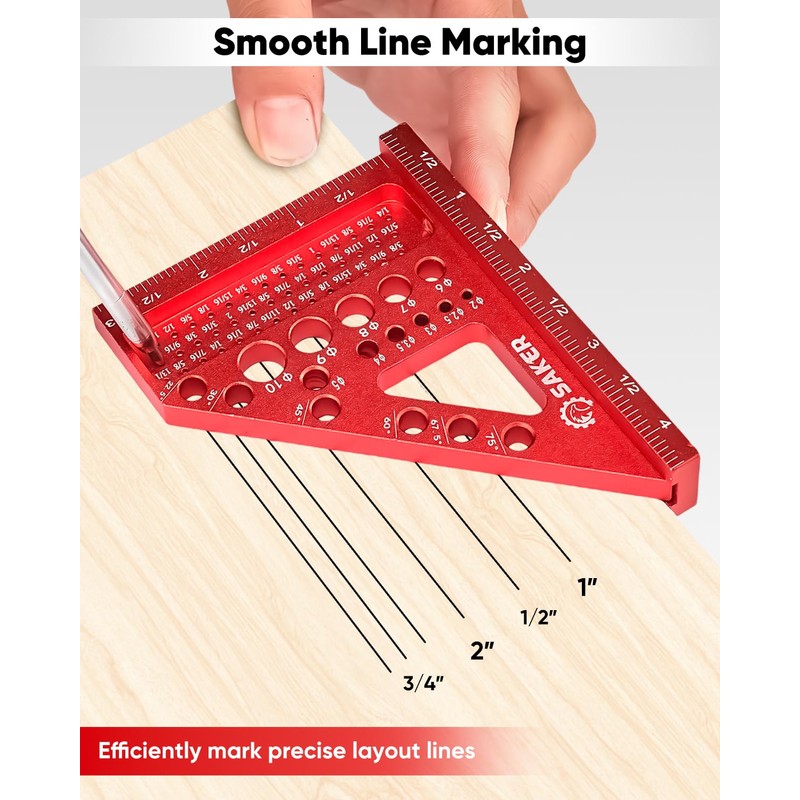 3D Multi-Angle Measuring Square Ruler, Aluminum Alloy Carpenter Square, 0-90°