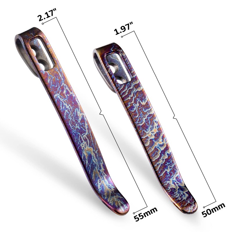 2PCS CIVIVI Flamed Titanium Pocket Clips, NO Screws Included, 50MM