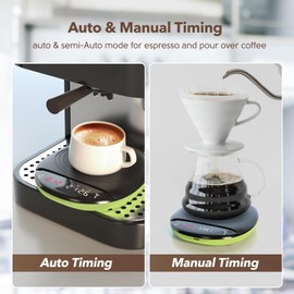 Mini Coffee Scale with Timer - Digital Espresso Scale 2kg/0.1g Accuracy Pour Over Coffee Rechargeable Down to 0.1g High Precision for Kitchen Food Weighing Measuring Baking Green