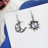Vintage Boho Opal Sun and Moon Drop Dangle Earrings Moonstone