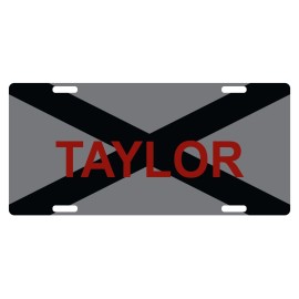 Fast Service Designs Alabama State Flag License Plate Gray & Black Version Taylor