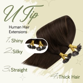 RUNATURE 55 cm Hair Bonding Extensions 1 g Darkest Brown Pre Bonded Hair Extension Real Hair Keratin Bondings 22 Inches Brown Remy U Tip Bondings for Extensions Real Hair 50 g