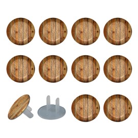 12 Pack Brown Wooden (2) Outlet Covers Baby Proofing - Plug Covers for Electrical Outlets, Child Proof Socket Covers, Baby Safety Products for Home, Office
