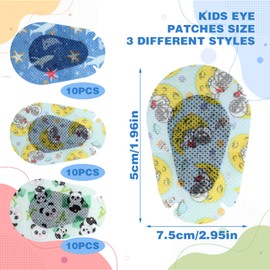 30 Pcs Adhesive Eye Patches for Kids Boys, Colorful Cartoon Eyepatch, Non-Woven Fabric Eye Patches for Kids Light Blocking (3 x 2 in)