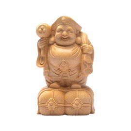 Shrouou Sculpture Seven Lucky Gods, Daikokuten, Wood Carving, Cypress Wood, Lucky Charm, Entrance Figurine, Good Luck, Prosperity of Business, Sicklessness, Five Grains Abundance, Prosperity of Descendants (Height 6.3 x Width 3.9 x Depth 2.8 inches (16 c