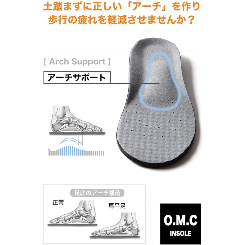 O.M.C. Tokyo Insole, with Ergonomic Impact Absorption, black