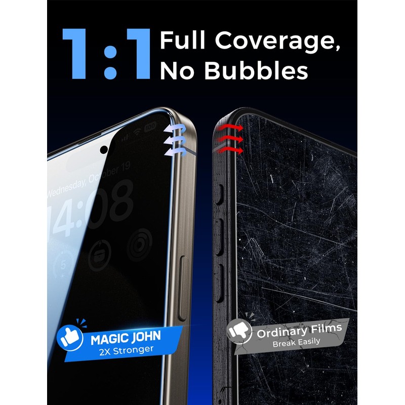 MAGIC JOHN 2 Pack for iPhone 15 Pro Max 6.7