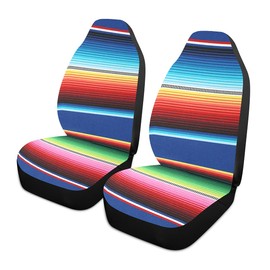 xigua 2 Pack Car Seat Covers Mexican Serape Blanket Stripes Non Slip Automotive Front Seats Cover Protector Decoration Fit for Universal Auto Cars Van Truck SUV