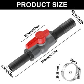 Ball Valve, PVC Shut-off Valve with Hose Connector 32 mm, Pool Ball Valve Including 1 Shut-off Valve Internal Thread 1-1/4 Inch, 2 Hose Nozzles 32 mm, Pool Valve for Irrigation and Piping Systems