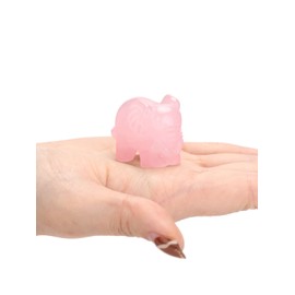 JSDDE Rose Quartz Crystal Elephant Figurine Ornament Reiki Healing Gemstone Elephant Figurines Statue for Home Office Decoration