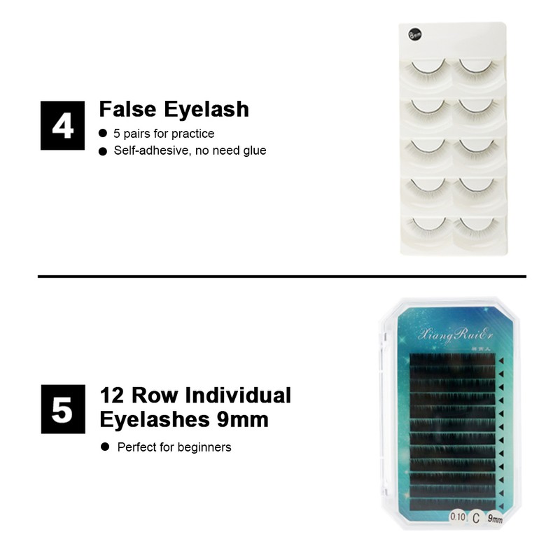 19PCS False Eyelash Extension Practice Tool Kit Eyelashes Make Up