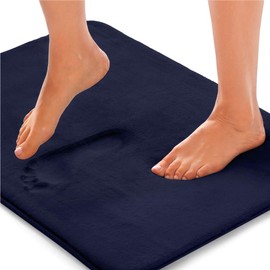 Gorilla Grip Original Thick Memory Foam Bath Rug, 30x20, Cushioned, Soft Floor Mats, Absorbent Premium Bathroom Mat Rugs, Machine Washable, Luxury Plush Comfortable Carpet for Bath Room, Navy Blue