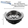 RV Sink Drain with Basket Strainer Stainless Steel 3 1/2"
