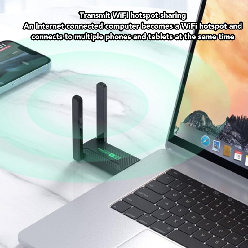 USB WiFi Adapter, WiFi6 1200Mbps High Speed WiFi Dongle, USB