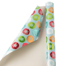 JAM PAPER Gift Wrap - Christmas Wrapping Paper - 25 Sq Ft - Painted Snowflake Orbs - Roll Sold Individually