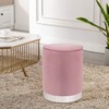 Homebeez 13.7" Width Round Pink Velvet Ottoman Foot Stool, Soft
