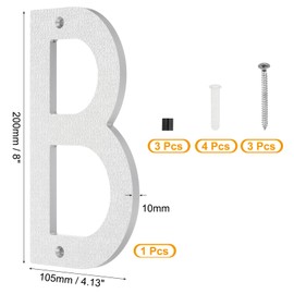 PATIKIL 8 Inch House Numbers, House Address Numbers Sign Large Floating Modern Home Number with Screws for Outside Door Wall Street, Silver, B