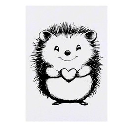 'Cute Hedgehog with Heart' Temporary Tattoo - Water Resistant, Skin-Safe, Non-Toxic Transfer (TO00082375)