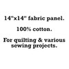 Fabric Panel 14"x14" Donkey 100% Cotton Quilting Panel Square A295
