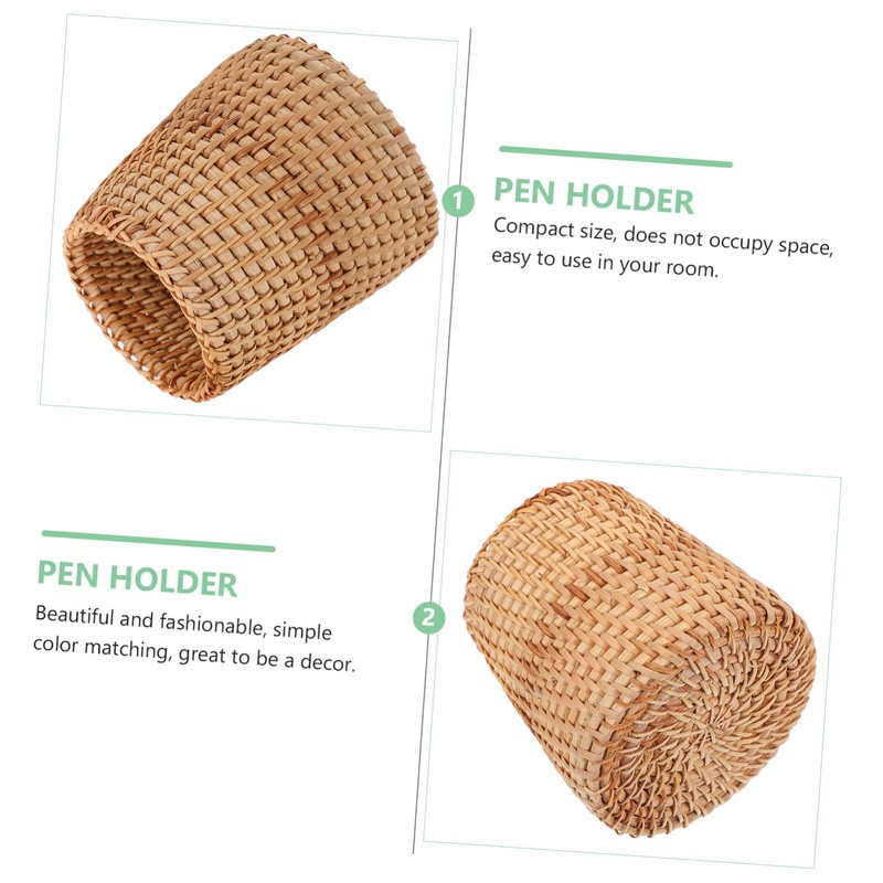 NOLITOY 1pc Woven Pen Holder Organizer Creative Sundries Storage Basket