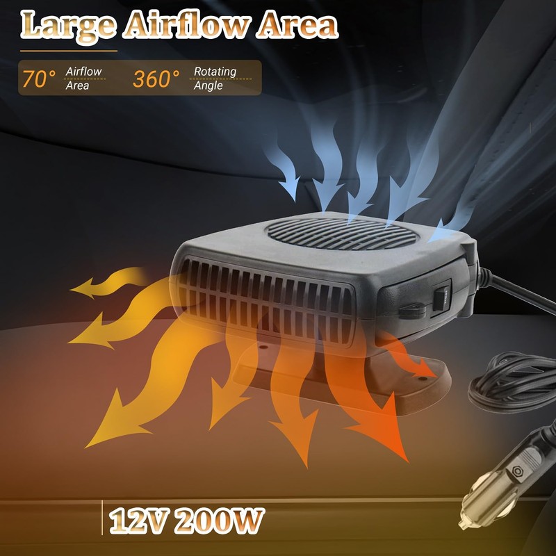 200W Car Heater, 12 Volt Portable Heater for Cars, Auto