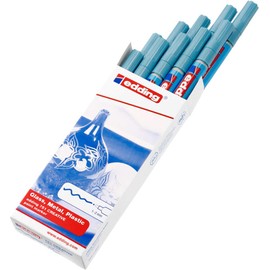 edding 751 Glanzlackmarker - hellblau-metallic - 10 Lackmarker - Rundspitze 1-2 mm - Lackstift für Glas, Stein, Holz, Kunststoff und Papier - wasserfest, stark deckend
