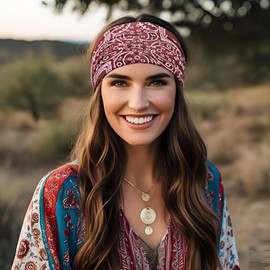 Dresyu Headbands for Women Non Slip Cross Yoga Headhand Bandana Stylish Wide Head Bands African Head Wraps Workout Hair Accessories 4 Pack