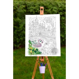 SJPRINTER Giant Coloring Poster for Kids and Adults - Creative Fun for Classrooms, Care Facilities, Schools, Groups and Families (Castle, 30 in x 42 in)