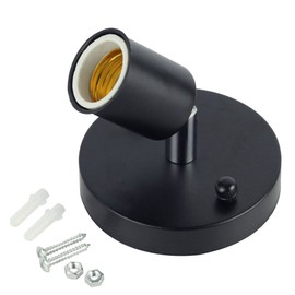 TIANFAN E26 180 Degree Modern Adjustable Ceiling Lamp Wall Mounted Light Bulb Holder Socket (Black)