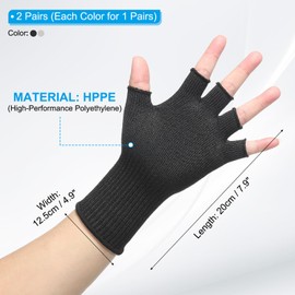 PATIKIL 8 Inch Cut Resistant Sleeves with Finger Grips, 2 Pair Forearm Protective Sleeves Level 5 Protection Arm Safety Protectors Sleeves for Thin Skin and Bruising, Black/Gray