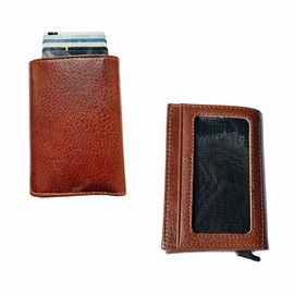 Jaysa Pop up Card Holder Leather,Card Holder, Minimalist Leather Wallet, Card Wallet with Money Pocket, Woody Tan, Business