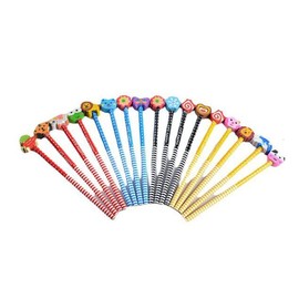 50 Pcs Assorted Colorful Cartoon Animal Pencils Wooden Pencils with Eraser Novelty Dot&Stripe Pencils with Animals Eraser Animal Pencils Bulk Kid Pencils for Teachers Children Classrooms Party Gifts