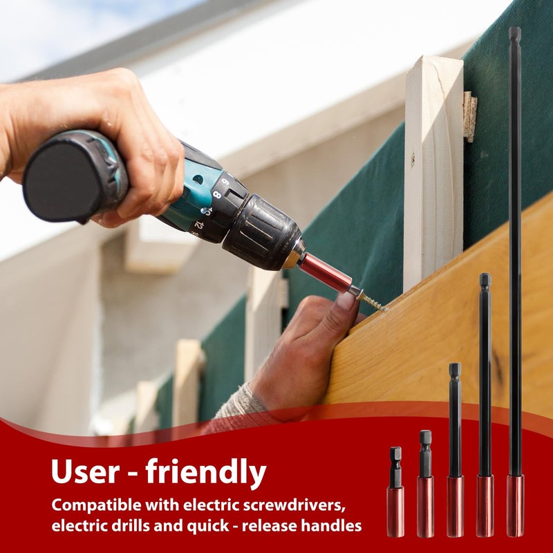 5pcs Magnetic Drill Bit Extension Holder Driver Bar Hand-Held Reach