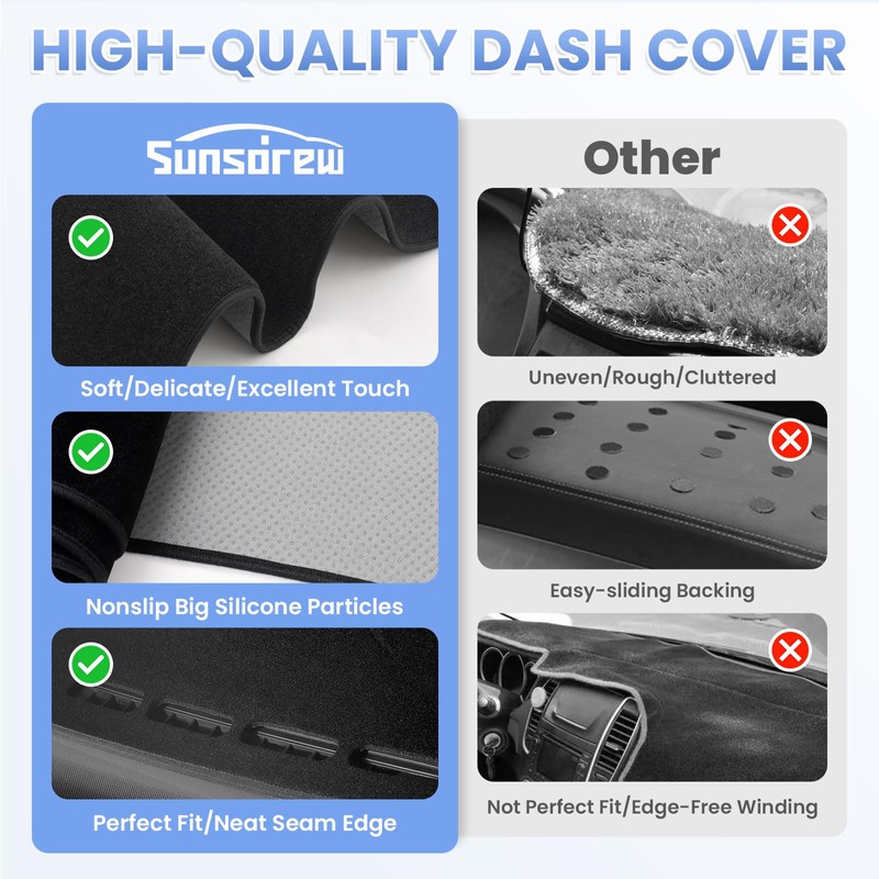 Sunsdrew Dash Cover for 2007-2011 Toyota Camry Dashboard Cover Mat
