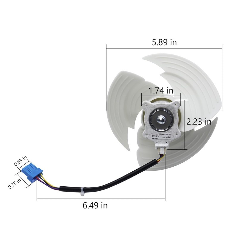 Ludom Refrigerator Condenser Fan Motor EAU63103301, fit for 4509126 AP6235485