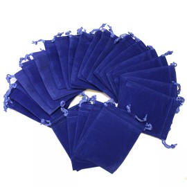 JUJUBEE 50Pcs ROYAL BLUE 3x4 Jewelry Pouches Velvet Gift Bags