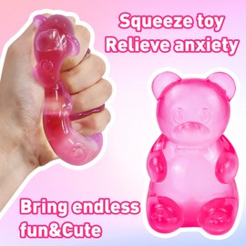 Squishy Toys Bear Stress Balls Squishy Fidget Toys for Anxiety Relief for Adults & Kids for Birthday Gifts Party Gifts-Rosy