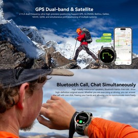 GPS Smart Watch Running Watches, Military Smart Watches with Bluetooth Call Heart Rate Monitor Pedometer Step Counter, Barometer Altitude Compass Smartwatches for Android iOS Phones