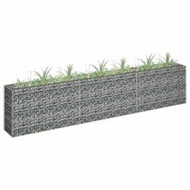 Gabion Raised Bed Silver Galvanized Steel 106.3 x 11.8 x 23.6 in, Gardening, Pots & Planters, 145638