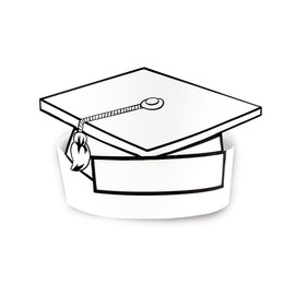 Hygloss Products Make-Your-Own Paper Grad Cap for Graduation 24 Piece (65280),White
