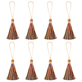 sourcing map Bookmark Tassels - 8Pcs 6.5" Silky Soft Mini Tassel with Loops for Keychain Graduation Handmade DIY Craft Accessory, Multicolored