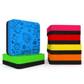 Scribbledo 6 Pack Magnetic Dry Erase Erasers - Assorted Colors, Magnetic, Smudge Free for Kids, Students, Classroom, Home, School, Office