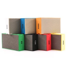 BSRTTOOL Diamond Hand Polishing Pads Sanding Blocks Foam Backing for Tile Stone Marble Concrete Ceramics Granite Glass Wet Dry(7PCS)