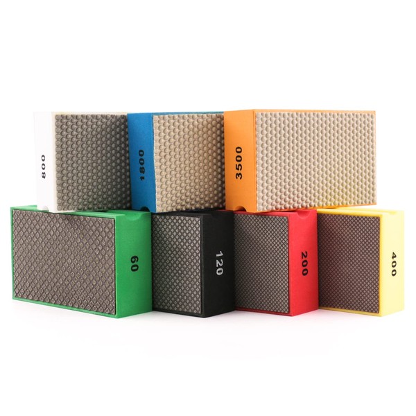 BSRTTOOL Diamond Hand Polishing Pads Sanding Blocks Foam Backing for