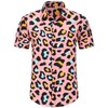 Spanoous Men's 2 Piece Tracksuits Rave Outfit Pink Leopard Print