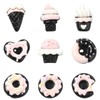 LiQunSweet 90 pcs 9 Styles Pink Black Dessert Theme Resin